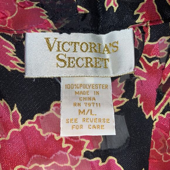 Vintage Victoria’s Secret Red Floral Seep Intimates Long Kimono Robe Size M/L - Picture 11 of 16